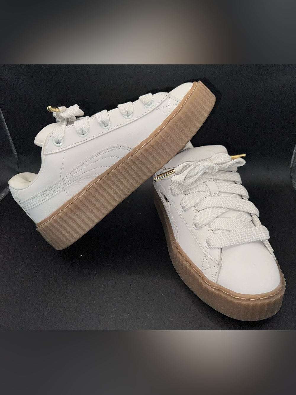 Puma Fenty Rihanna Creeper Platform Sneakers Cream White Gum Sole luxe women 6.5 - Picture 5 of 17